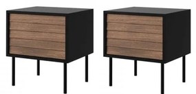 SET 2x Comodino CORTINA 51x45 cm nero/noce warnia