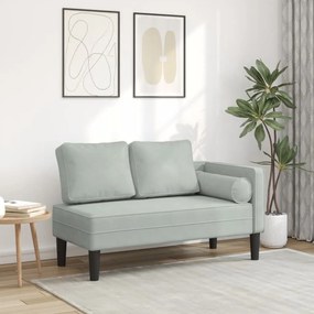 Chaise Longue Con Cuscini Grigio Chiaro İn Velluto /