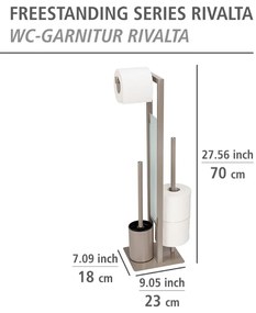 Porta carta igienica marrone chiaro con scopino Rivalta - Wenko