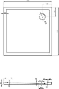 Mexen Flow piatto doccia quadrato slim 75 x 75 cm, bianco lucido - 46S107575