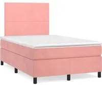 Letto a Molle con Materasso e LED Rosa 120x190 cm in Velluto 3270304