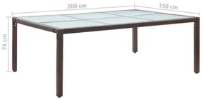 Tavolo da Pranzo da Giardino Marrone 200x150x74cm in Polyrattan