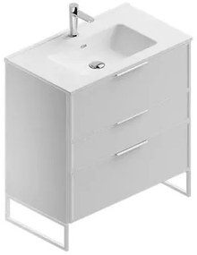 Mobile sottolavabo e lavabo Quadra per vasca centrale bianco in mdf L 80 x H 93 x P 46 cm 3 cassetti