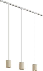Sistema di illuminazione a binario moderno con 3 luci a sospensione bianco con beige monofase - Iconic Holt