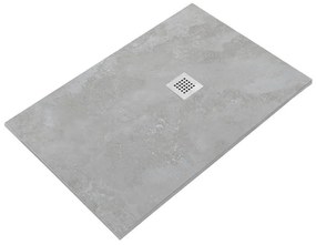 Piatto doccia SANYCCES in resina STRATO bianco L 70 x L 90 x H 2.7 cm opaco effetto pietra