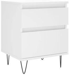 Comodini 2pz Bianchi 40x35x50 cm in Legno Multistrato