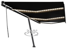 Tenda Da Sole Retrattile Manuale Con Led 600x350 Cm Antracite /