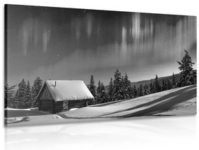 Stampa su tela – Paesaggio invernale fiabesco in bianco e nero