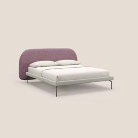 Soleil letto imbottito di design con piedi alti in metallo in bouclet smacchiabile T12 viola