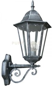 Applique up firenze nera e silver 1 luce attacco e27 ip44 20,5x28,5...