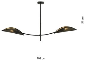 Lampadario a sospensione con supporto rigido LOTUS 2xE14/10W/230V nero/oro