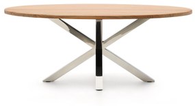 Kave Home - Tavolo ovale Argo di legno massello di acacia e gambe in acciaio inossidabile Ã˜ 200 100 cm