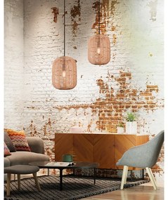 Lampadario marrone chiaro con paralume in tessuto ø 35 cm Runa - Trio