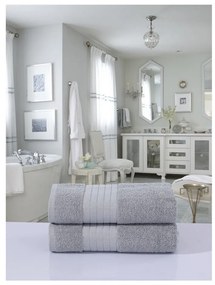 Set di 2 asciugamani in spugna di cotone grigio chiaro 70x140 cm - Good Morning