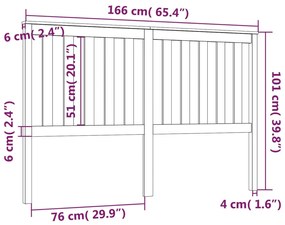 Testiera per Letto Grigia 166x6x101cm in Legno Massello di Pino