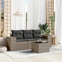 Set Divani da Giardino 4 pz con Cuscini in Polyrattan Grigiocod mxl 88751