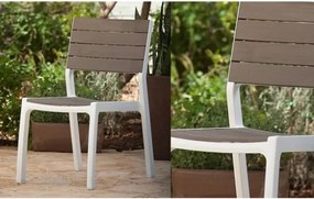 Sedia Da Esterno Senza Braccioli In Resina Effetto Legno Harmony Keter Bianca E Tortora