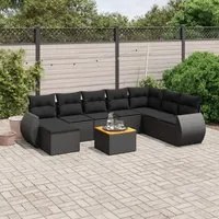 Set Divani da Giardino 9 pz con Cuscini Nero in Polyrattan 3257469