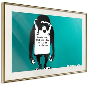 Poster  Banksy: Laugh Now  Cornice Quadri Cornice d'oro con passe-partout, Larghezza x Altezza Home decor 30x20