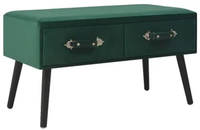 Panca con cassetti 80 cm verde in velluto
