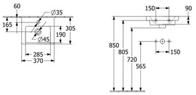 Villeroy & Boch 43703701 - Lavabo sospeso SUBWAY 37x30,5 cm ceramica/bianco