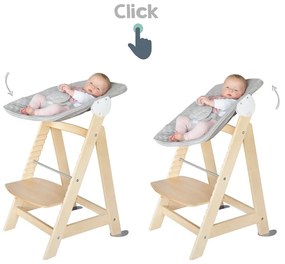 Seggiolone grigio chiaro/di colore naturale Style Born Up 2in1 – Roba