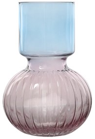 Vaso arredo vetro 26 cm azzurro e rosa