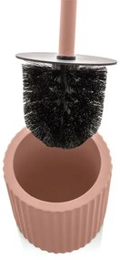 Scopino wc rosa in ceramica soft touch con setole nere Spring