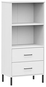 Libreria 2 Cassetti Bianco 60x35x128,5 cm Legno Massello OSLO