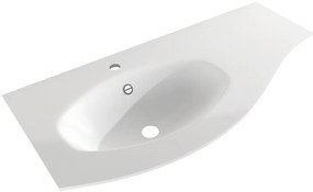 Lavabo a incasso tondo vasca a sinistra L 104 x H 1.2 x P 53 cm in resina bianco opaco