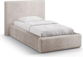 Letto singolo imbottito beige con contenitore con rete inclusa 90x200 cm Amy – Micadoni