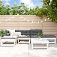 Set Salotto da Giardino 6 pz Bianco in Legno Massello di Pino 3186306