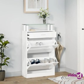 vidaXL Scarpiera Bianco Lucido 63x24x104 cm in Legno Multistrato