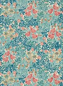 Morris & Co Carta da parati Bower - Indigo/ Barbed Berry