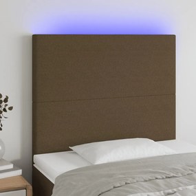 Testiera A Led Marrone Scuro 100x5x118/128 Cm İn Tessuto /