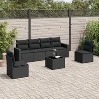 Set Divani da Giardino con Cuscini 7pz Nero Polyrattan 3218805