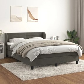 Giroletto A Molle Con Materasso Grigio Scuro 140x190 Cm Velluto /