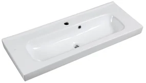 Lavabo integrale rettangolare vasca centrale Remix L 91 x H 15 x P 35 cm in ceramica bianco