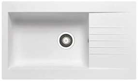 Lavello integrato 1 vasca con gocciolatoio laterale destro o sinistro DELINIA Scirocco resina L 50 x L 86 cm bianco