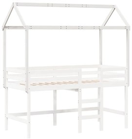 Tetto letto bambini bianco 207x95,5x159 cm legno massello pino