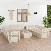 Set Divani da Giardino su Pallet 9 pz in Legno Abete Impregnato 3063730