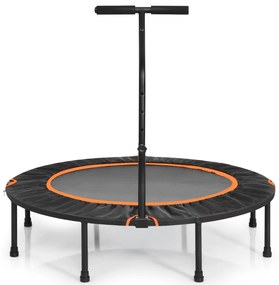 Costway Trampolino silenzioso fitness per bambini e adulti con maniglia regolabile, Trampolino pieghevole 120cm Arancione