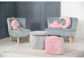 Pouf per bambini in velluto grigio chiaro Lil Sofa - Roba