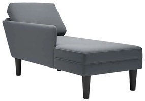 Sdraio Con Cuscino E Bracciolo Destro İn Velluto Grigio Scuro /