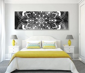 Quadro su tela – Mandala moderna con motivo orientale in bianco e nero