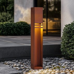 Lucande lampione a LED Oxido, color ruggine, acciaio corten