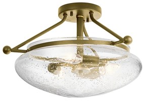 Lampadario Contemporaneo Belle Acciaio Ottone Spazzolato Vetro 3 Luci E14