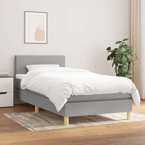Giroletto A Molle Con Materasso Grigio Chiaro 90x200 Cm Tessuto /