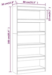 Libreria/Divisorio Grigio Cemento 80x30x166 cm in Truciolato