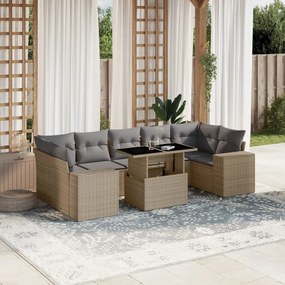 Set divano da giardino 8 pz con cuscini beige in polyrattan